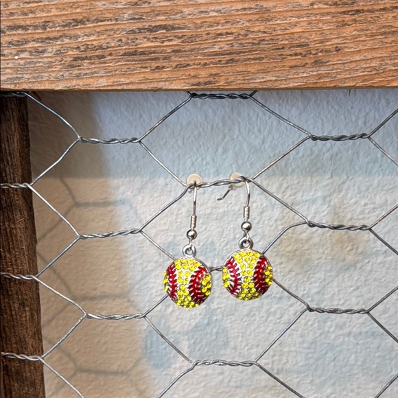 Rhinestone softball earrings - Picture 1 of 4